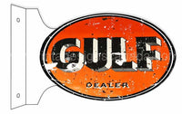 Gulf Dealer Reproduction Flange Gas Station Metal Sign Flange Sign