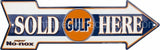 Gulf Sold Here Arrow Tin Sign