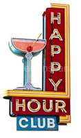 Happy Hour Club Vintage Sign-14X27 Metal Sign