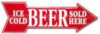 Ice Cold Beer Sold Here Arrow Tin Sign - Vintage Signs Canada