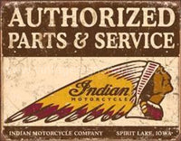 Indian Motorcycles Parts And service Tin Sign - Vintage Signs Canada