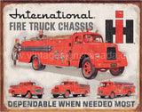 International Fire Truck Chassis Tin Sign