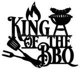 King Of The Bbq Cut Out Black Metal Sign-13.75X11.9 Metal Sign