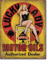 Lucky Lady Motor Oil Tin Sign - Vintage Signs Canada