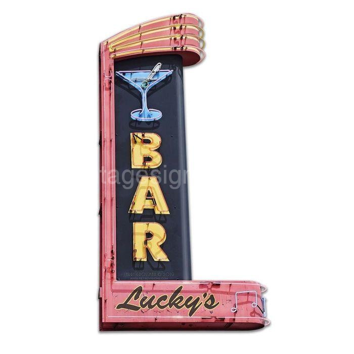 Luckys Bar Vintage Metal Sign-16X29 Metal Sign