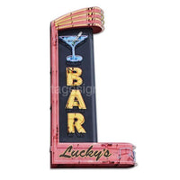 Luckys Bar Vintage Metal Sign-16X29 Metal Sign