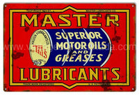 Master Lubricants Motor Oil Gas Station Metal Sign Tin