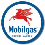 Mobilgas Round Tin Sign