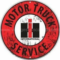 Motor Truck International Service 24 Round Tin Sign