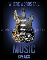 Music Speaks Tin Sign