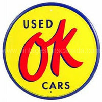 Ok Used Cars 24 Round Tin Sign