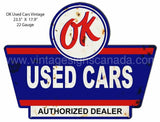 Ok Used Cars Vintage Reproduction Laser Cut Out Metal Sign 23X18 Metal Sign