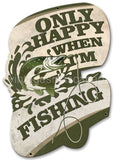 Only Happy When Im Fishing Vintage Metal Sign-20X14 Metal Sign