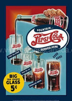 Pepsi Big 10oz Glass Tin Sign - Vintage Signs Canada