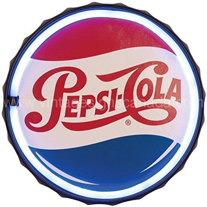 Pepsi Led Sign Pepsi Classic Round LED Neon Light Up Sign | Vintage Signs Canada