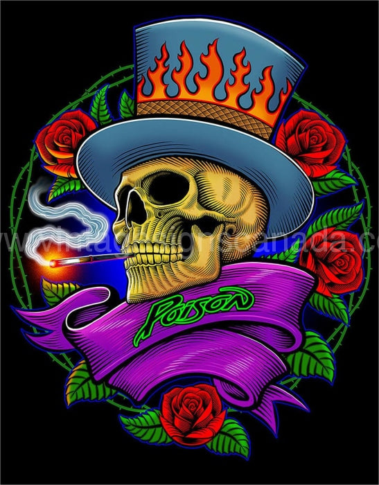 Poison Rose Skull Tin Sign