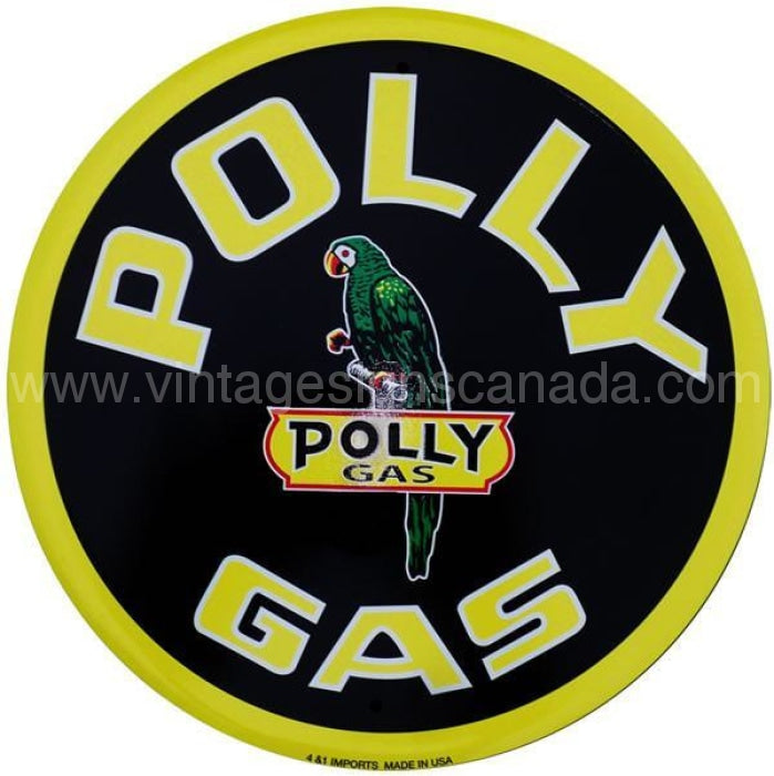 Polly Gas 24 Round Tin Sign
