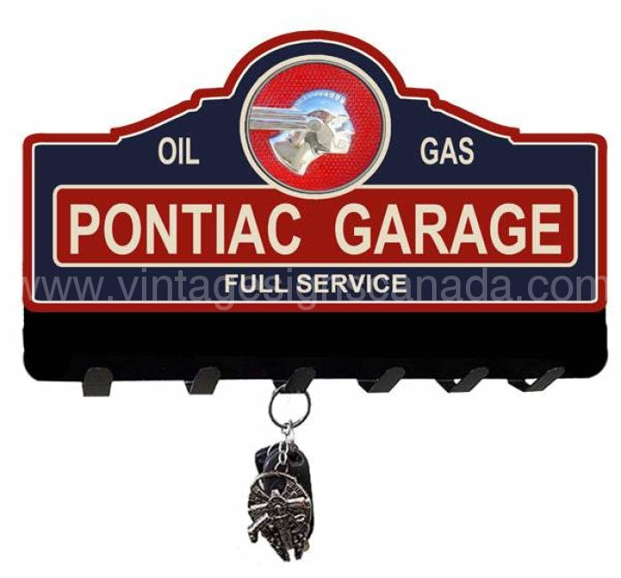 Pontiac Garage Full Service Cut Out Metal Key Holder 12X8 Metal Sign