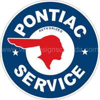 Pontiac Service 12 Round Tin Sign