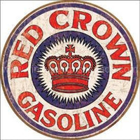 Red Crown Gas Round Tin Sign