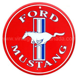 Red Ford Mustang 24 Round Tin Sign