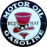 Red Hat Motor Oil 12 Round Tin Sign