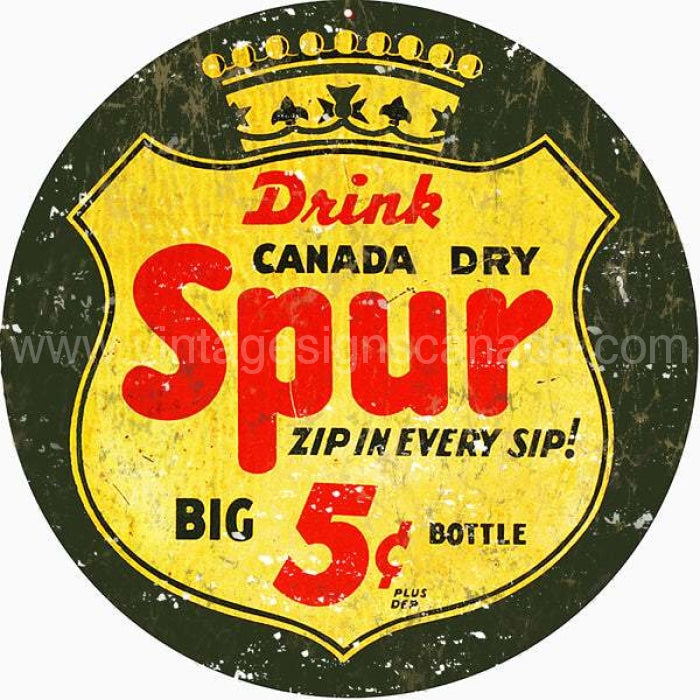 Reproduction Spur Canada Dry Sign 14 Round Tin Aluminum Signs