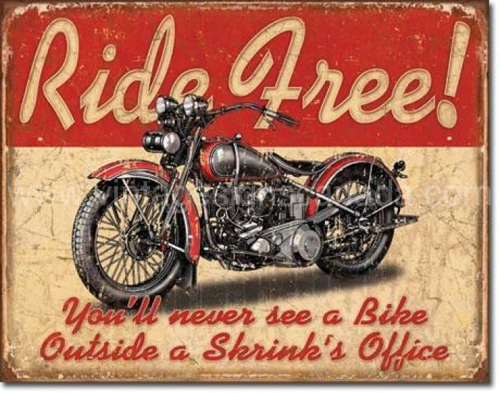 Ride Free Motorcycle Tin Sign