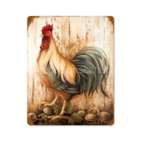 Rooster Barnwood Tin Sign