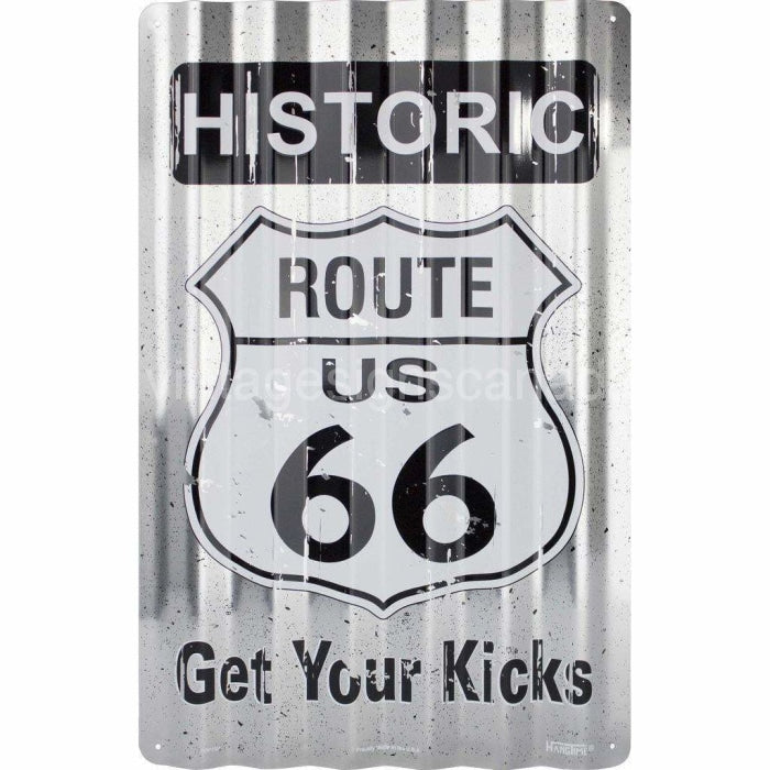 Route 66 Corrugated Tin Sign