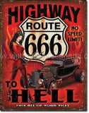 Route 666 Highway To Hell Tin Sign