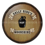 Sally Ride's Moonshine Barrel End Sign - Vintage Signs Canada