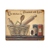 Seasoned With Love Metal Sign Tin