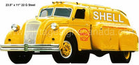 Shell Yellow Gas Truck Laser Cut Out Reproduction Metal Sign 11X23.5 Metal Sign