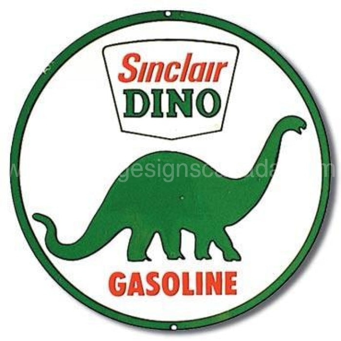 Sinclair Dino Gasoline 24 Round Tin Sign