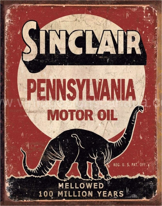 Sinclair Pennsylvania Motor Oil Tin Sign