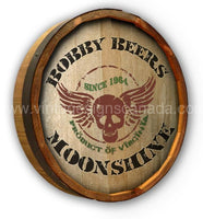 Skull And Wings Moonshine Quarter Barrel Sign