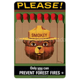 Smokey Bear Embossed Tin Sign
