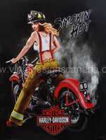 Smokin Hot Firefighter Babe Harley-Davidson Metal Sign