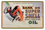 Super Shell Motor Oil Tin Car Sign
