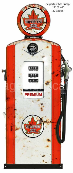 Supertest Gas Pump Cut Out Reproduction Garage Shop Metal Sign 17X40 Metal Sign