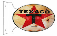 Texaco Gas Station 2 Sided Reproduction Flange Motor Oil Metal Sign Flange Sign