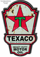 Texaco Motor Oil Reproduction Vintage Cut Out Metal Sign 16.9X23.9 Metal Sign