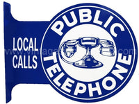 Two Sided Public Telephone Flange Tin Sign