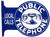 Two Sided Public Telephone Flange Tin Sign