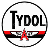 Tydol A Flying Gasoline 12 Round Tin Sign
