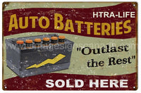 Vintage Htra Life Battery Reproduction Sign Tin