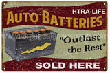 Vintage Htra Life Battery Reproduction Sign Tin