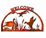 Welcome With Ducks Laser Cut Out Faux Copper Finish Metal Sign-24X15 Metal Sign