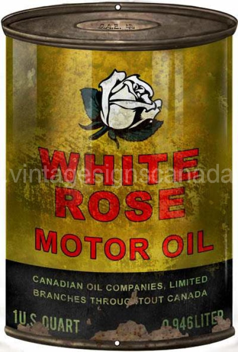 White Rose Motor Oil Can Cut Out Sign